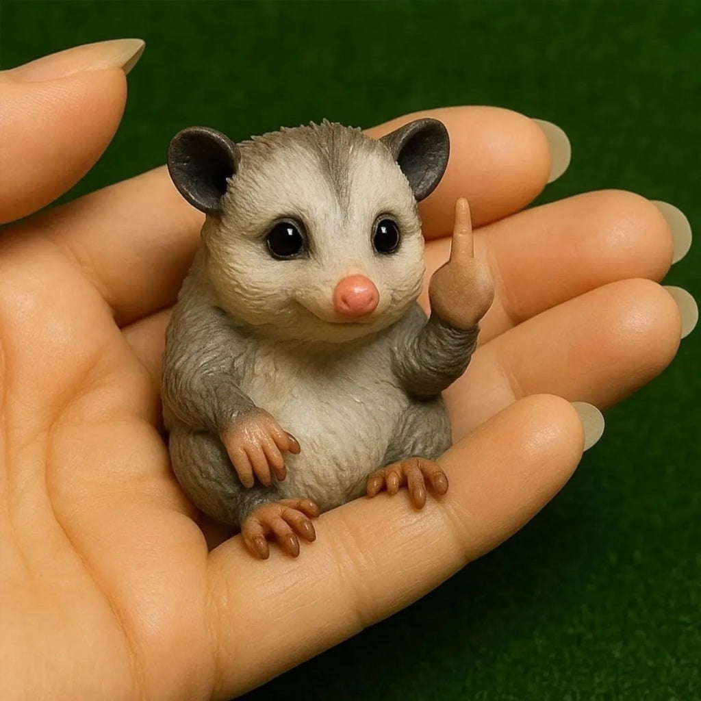 Mini resin and plastic animal middle finger doll ornament in choice of seven animal styles
