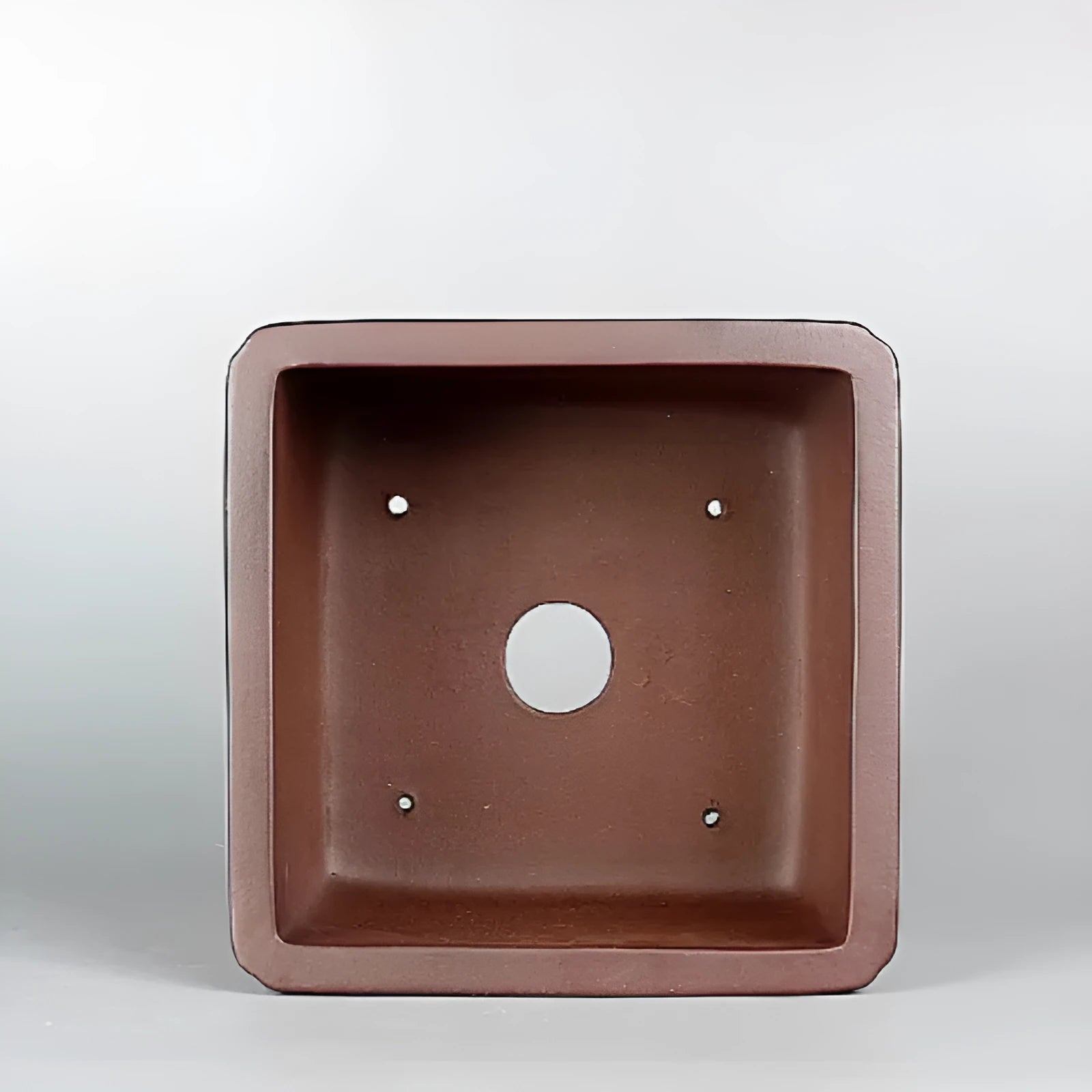 Brown handmade purple clay antique flower pot with square 19x19 cm base
