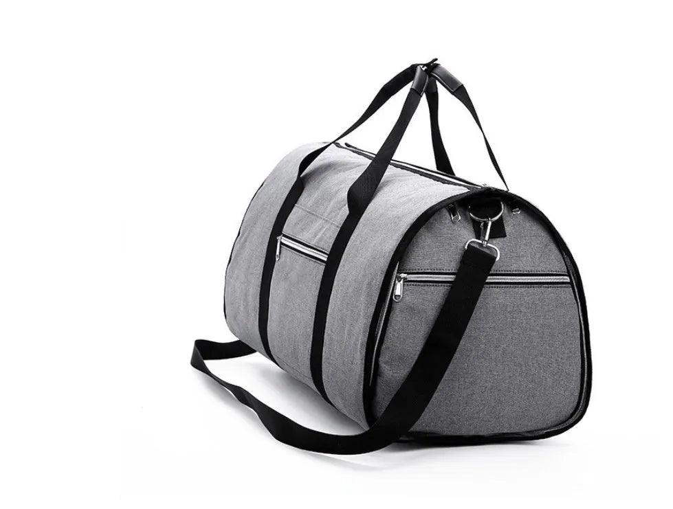 Medium-sized cylindrical travel bag in Oxford cloth, shown in blue colour with a zipper opening.