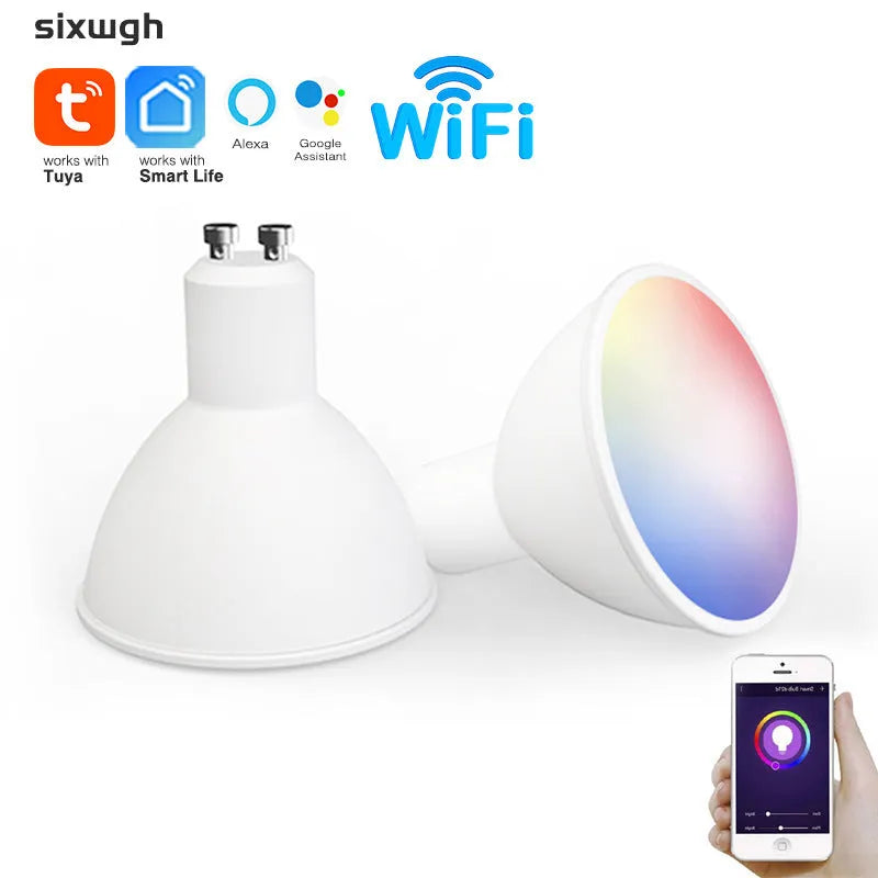 Wi-Fi smart RGBCCT GU10 LED spotlight bulb with compact 50mm diameter housing