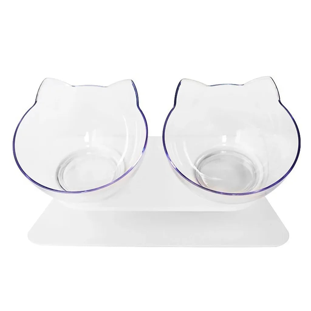 15° adjustable cat bowl set single and double food bowl PC ABS plastic anti-overfill design
