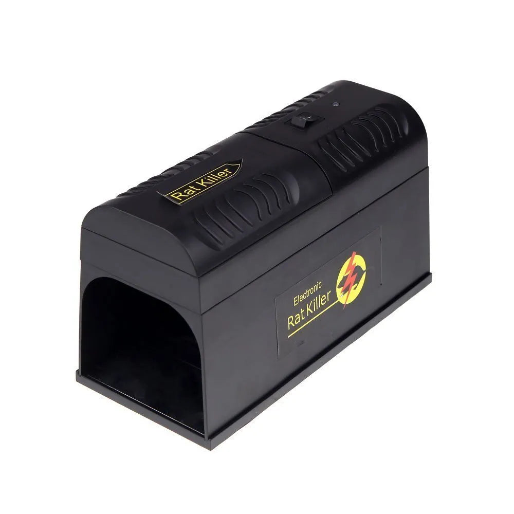 Black high voltage trigger rodent killer electronic pest control device with dimensions 208x115x75mm