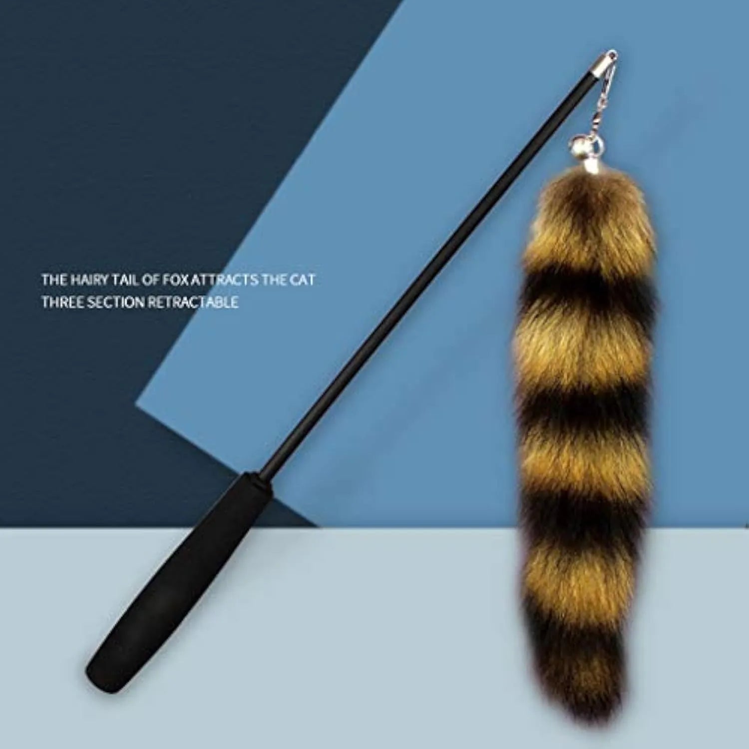 Black cat toy wand with elastic string measuring 42cm for interactive feline play