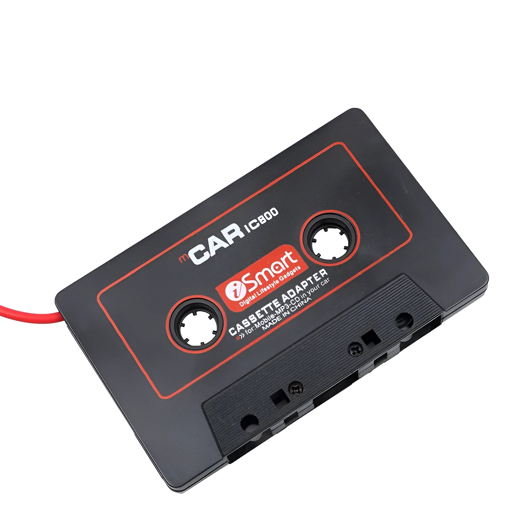 Black car cassette adapter with 3.5mm jack plug for MP3 players and smartphones