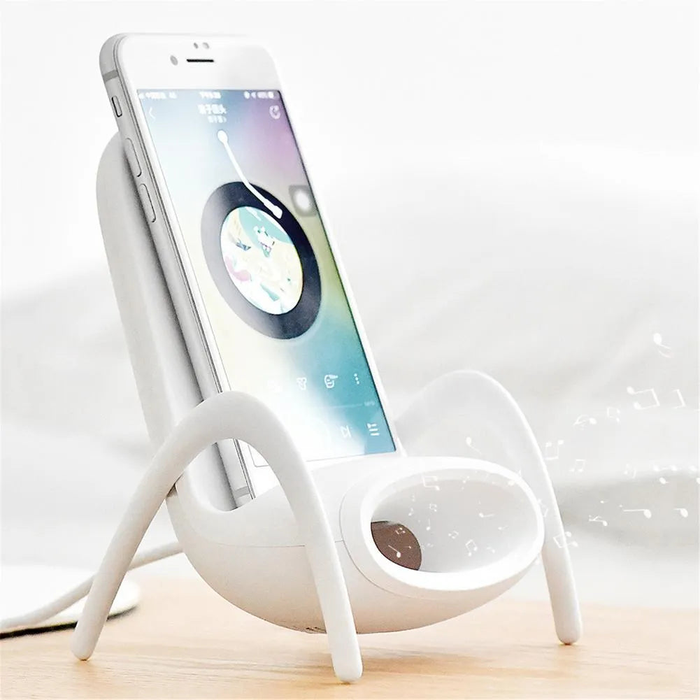 White ABS wireless charger stand with Type-C input, measuring 96.3x88.2x139.3 mm, 154.2g