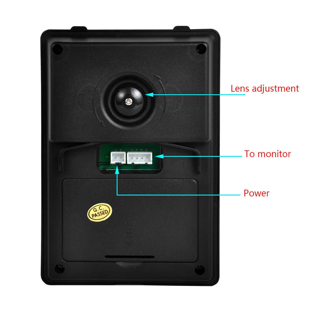 7-inch HD video door phone indoor monitor showing clear widescreen image with outdoor camera unit