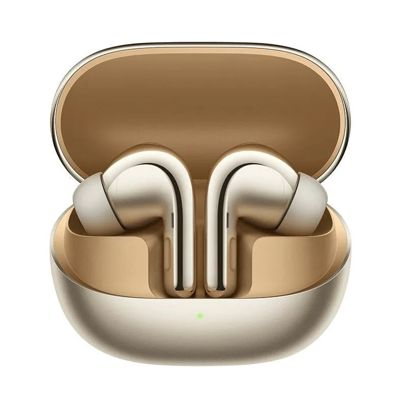 Black active noise reduction true wireless Bluetooth headset with charging case on a flat surface
