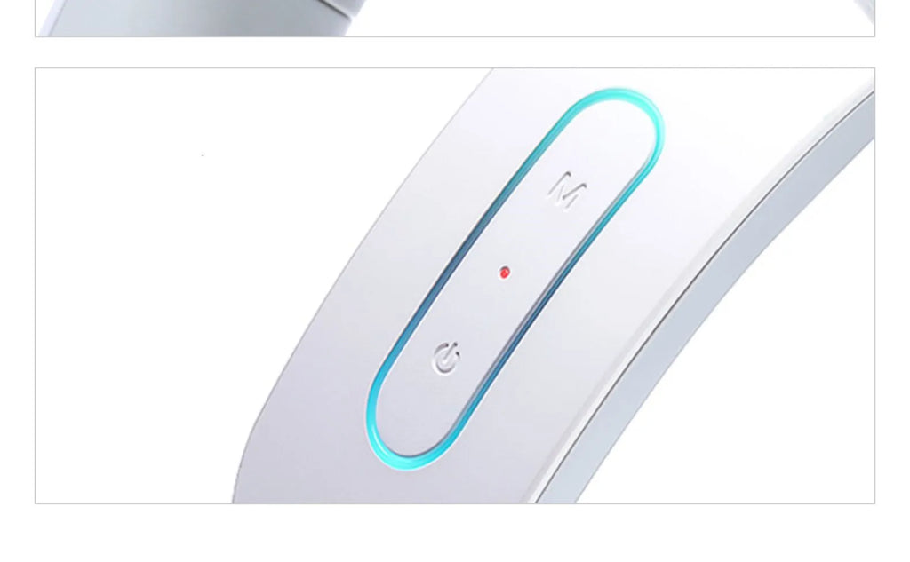 White electric acupressure massager device for back neck and shoulder pain relief with heat therapy.