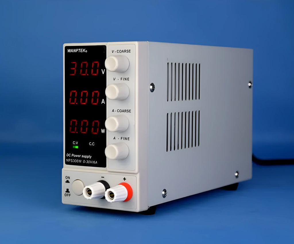 White adjustable DC power supply unit for mobile phone and notebook computer repair with voltage display
