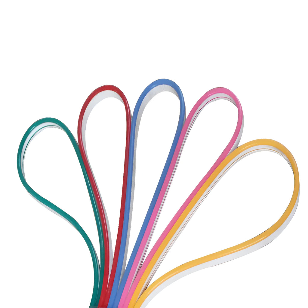 12V silicone low voltage flexible neon strip in 100 metres, 120 LED beads per metre, dimmable, five colour options