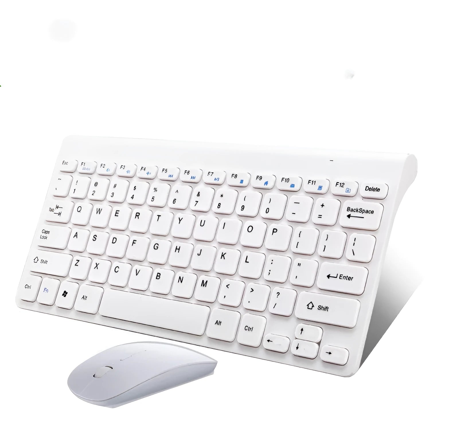 Black and white wireless keyboard and mouse set with 10-metre range