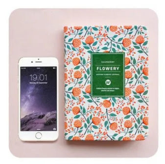 Bo Shide floral notepad with green fabric imitation leather cover and wireless binding