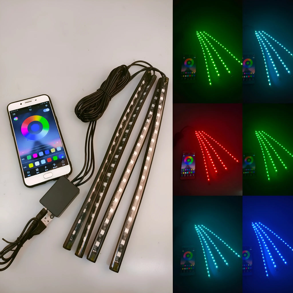Car modification LED eight-color foot voice control rhythm atmosphere light with 36 lights USB head APP