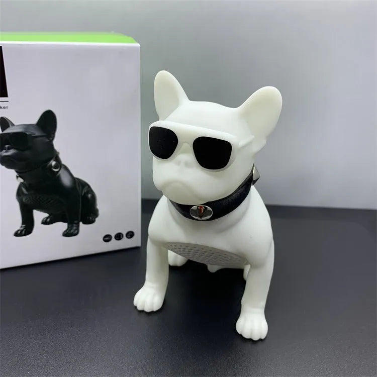 Mini full body bulldog Bluetooth speaker in black, red, or white colour with wireless connectivity