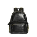 Large capacity black fashion computer schoolbag with waterproof PU leather and rivet detailing