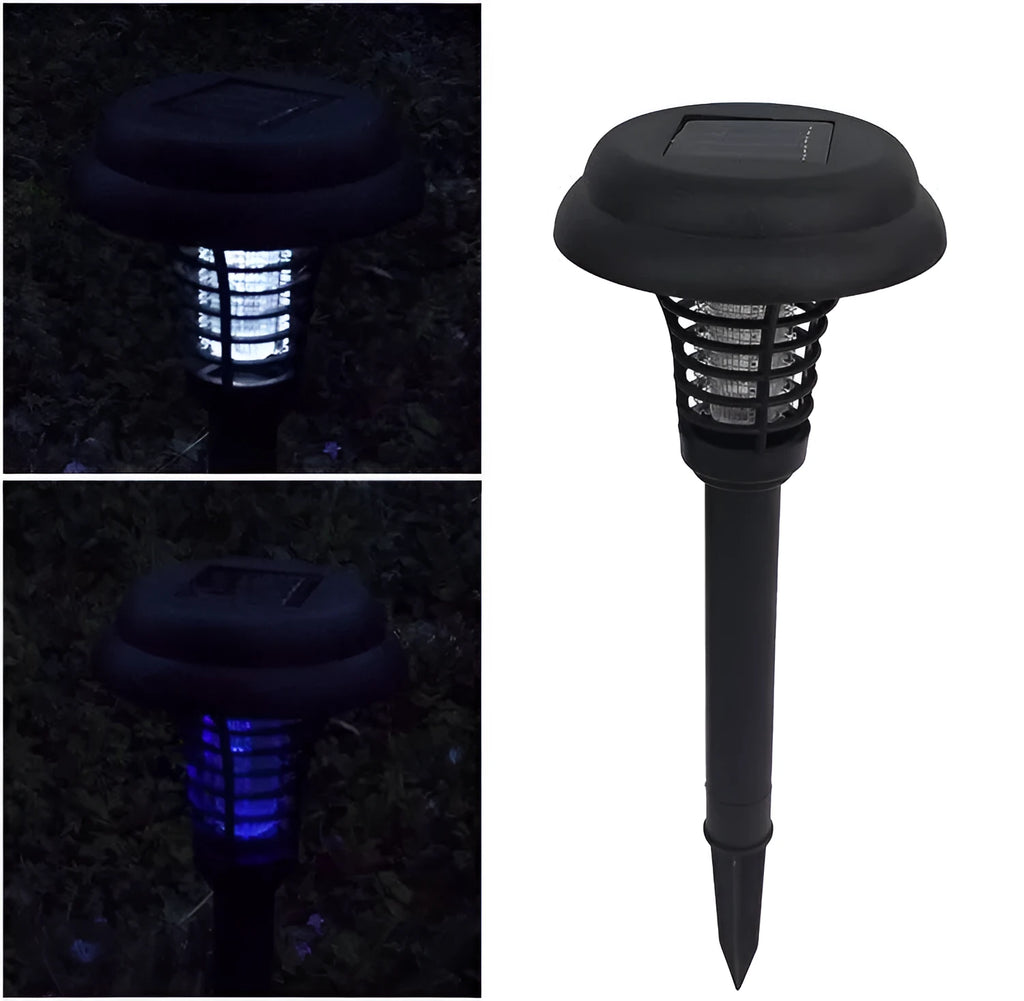 Solar insect killing mosquito lawn lamp black 42cm height ABS material UV purple light for garden