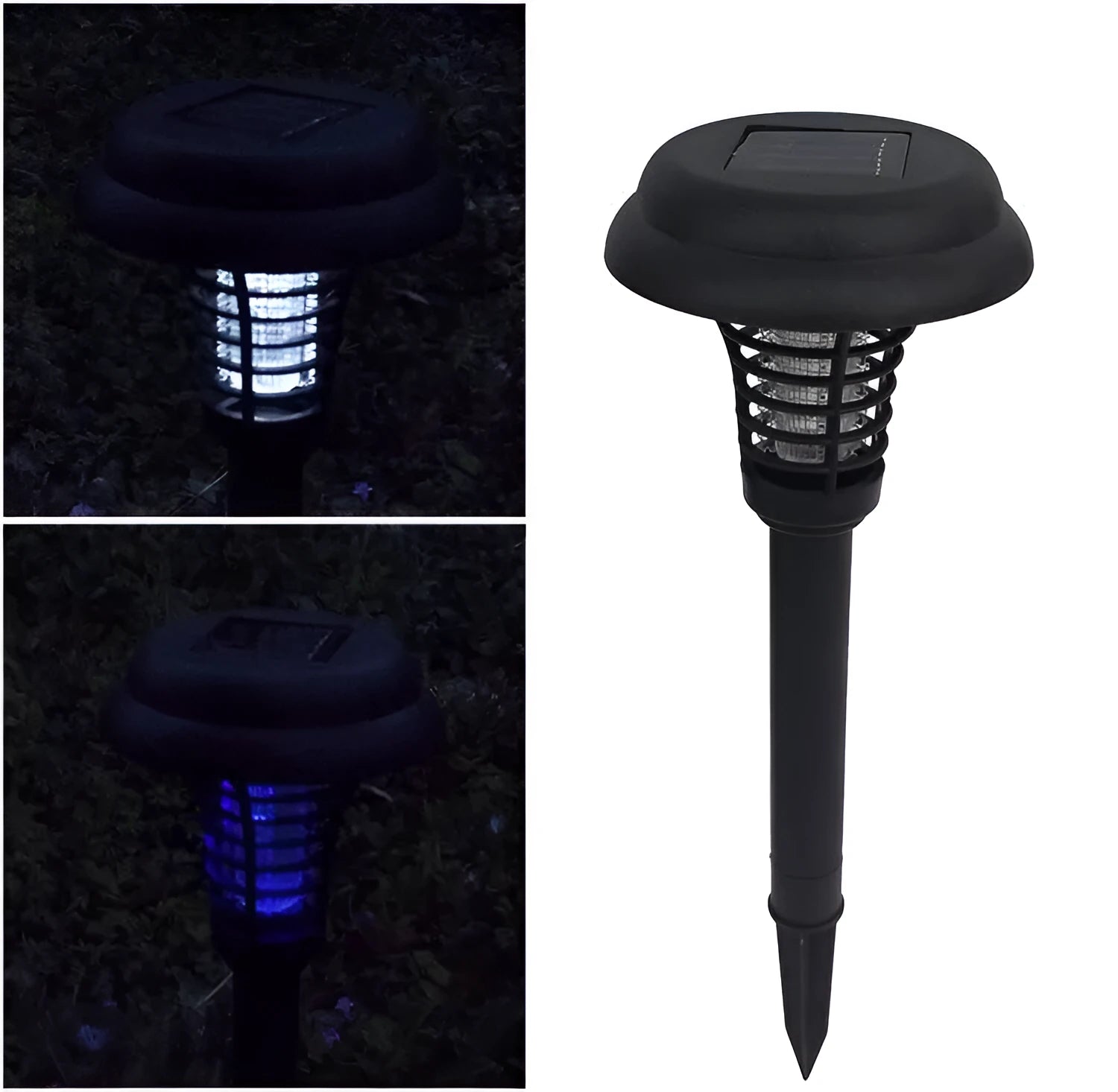 Solar insect killing mosquito lawn lamp black 42cm height ABS material UV purple light for garden