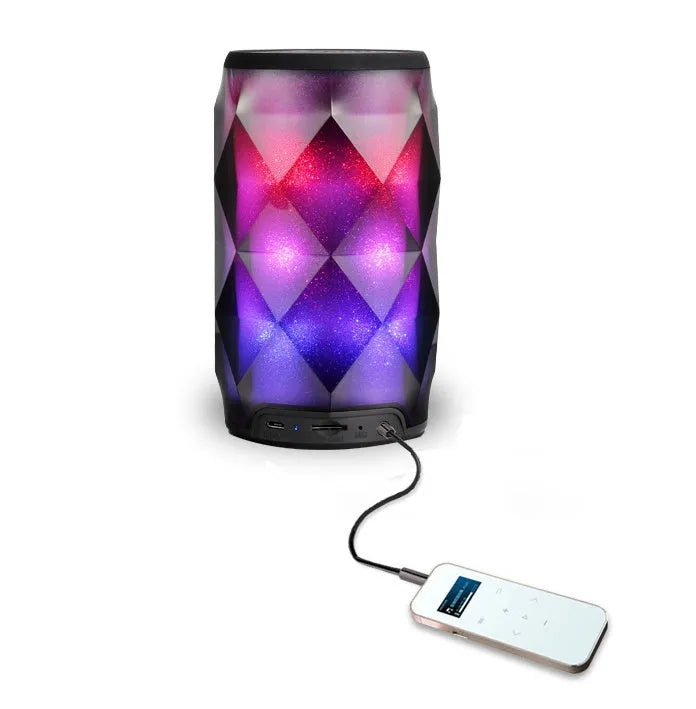 Crystal Coke can-shaped Bluetooth speaker with starry sky diamond light effect, black finish