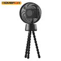 HOMEFISH F2 automatic shake head rechargeable fan with LED light and removable mounting bracket.