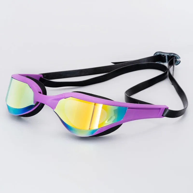 Anti-fog waterproof swimming goggles with mirrored lenses in a selection of colours