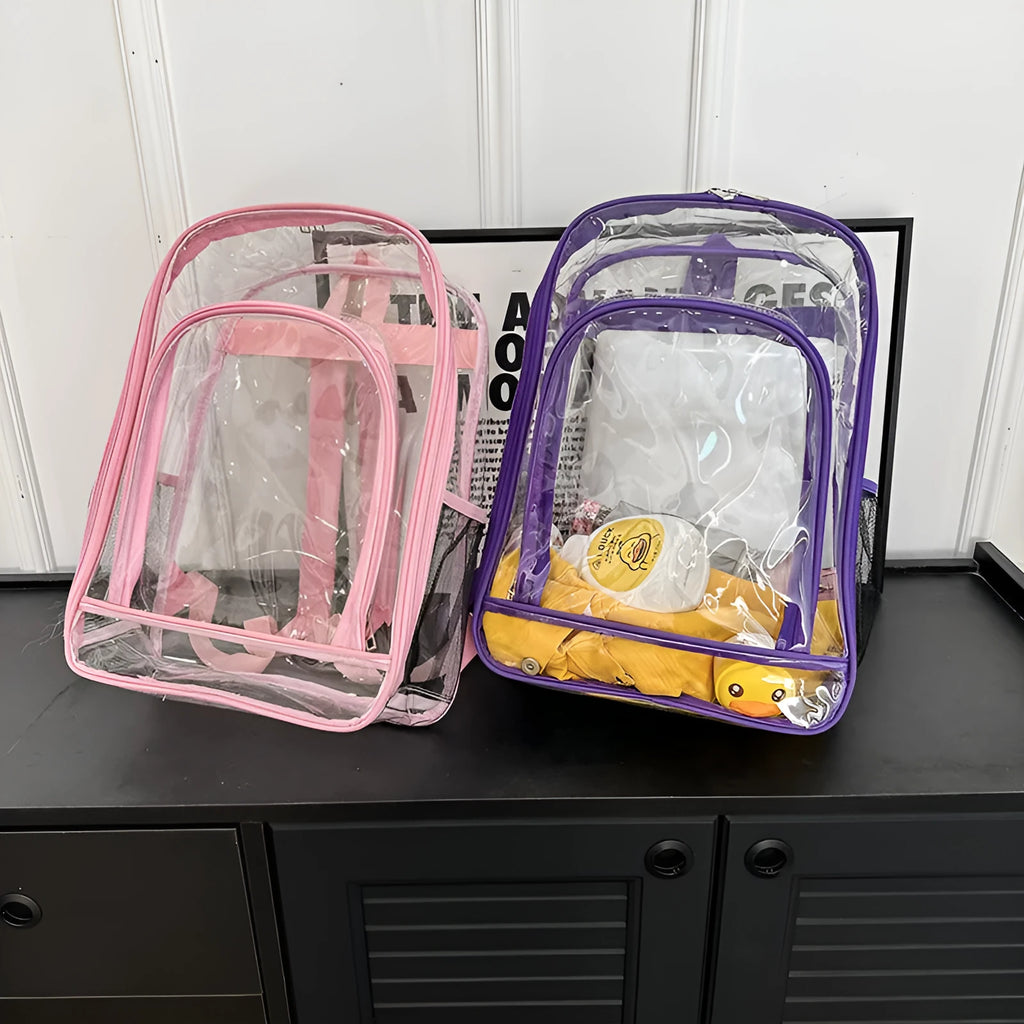PVC transparent waterproof backpack in unisex size 30x16x44cm with thin inner bag