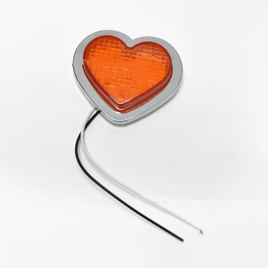 12V heart-shaped automotive LED sidelight for car modification in red, pink, black, orange, or purple.