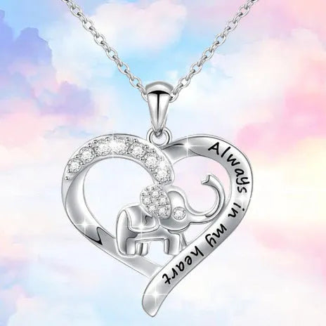 Silver alloy elephant necklace with personalised letter pendant for women