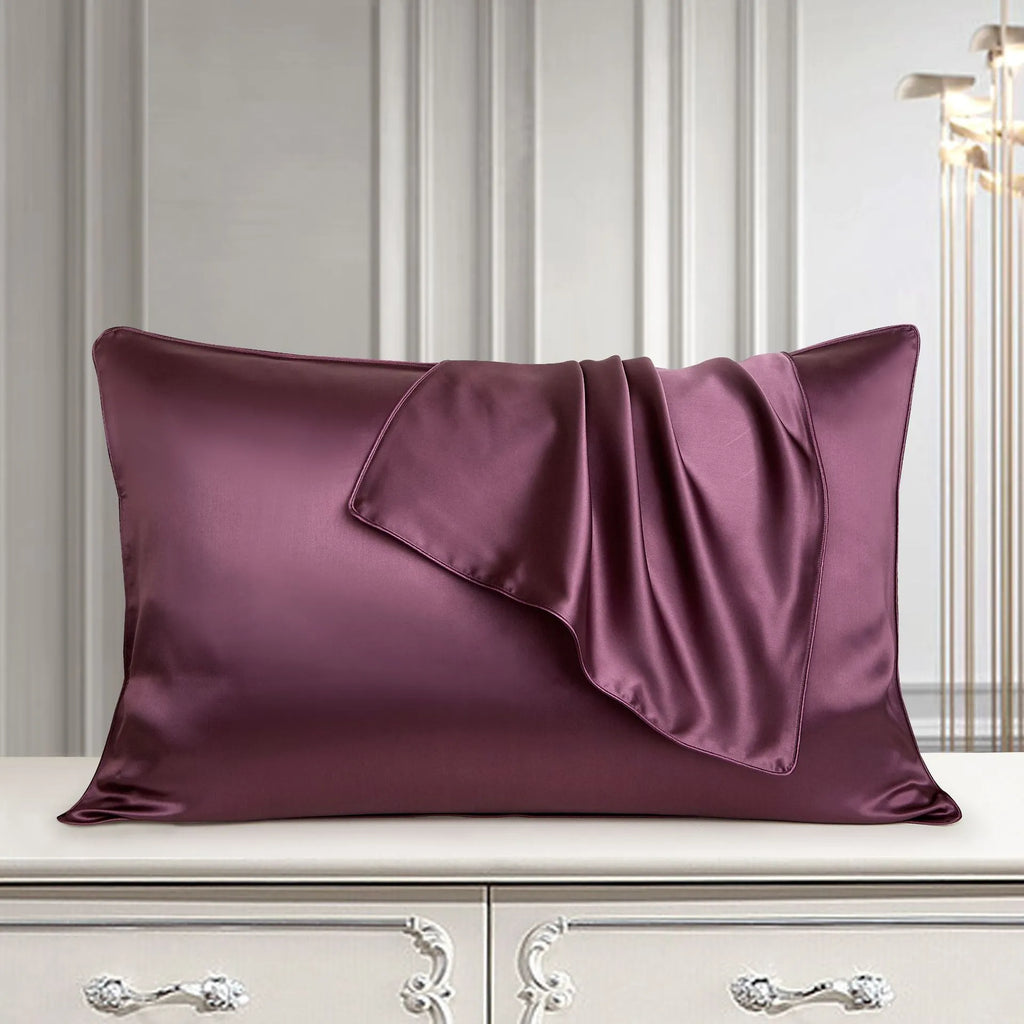 100% mulberry silk pillowcase 48x74cm palace luxury style with inlaid rope edge in champagne gold