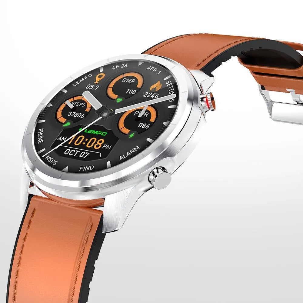 LEMFO LF26 smart bracelet with 1.3-inch screen shown in black, brown silver, and silver colour options