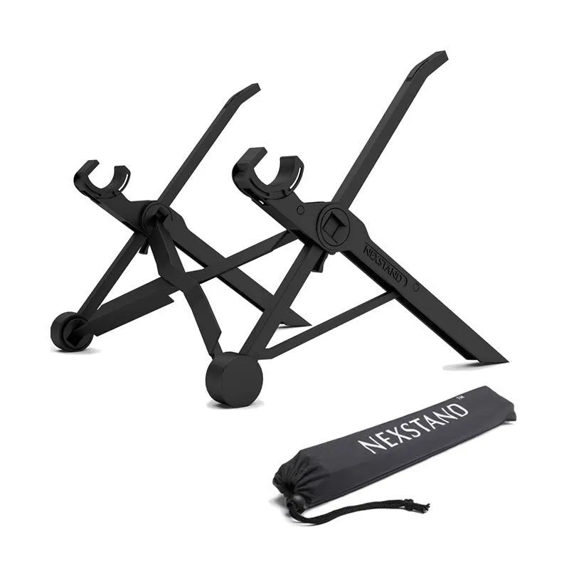 Sagacious black portable folding laptop stand bracket with compact 40cm design