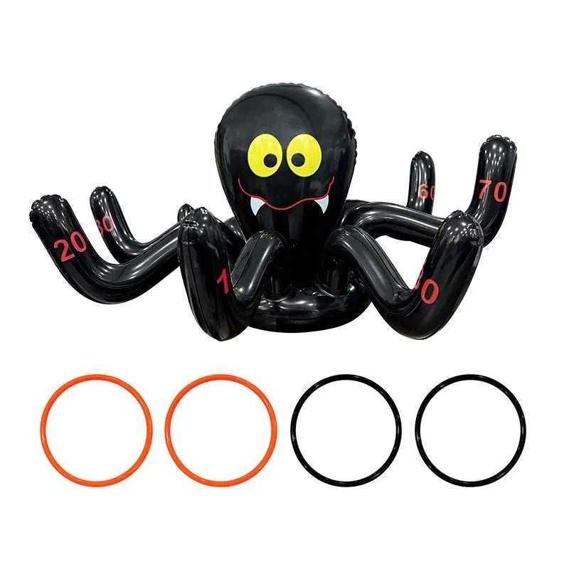 Halloween inflatable throwing toy with octopus ferrule design and target ring for ghost festival games