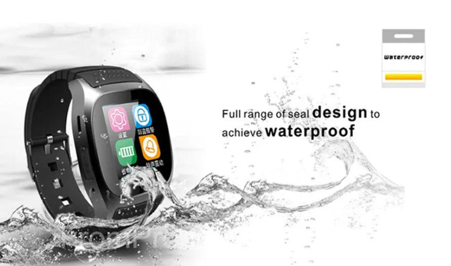 Smart Bluetooth sports watch compatible with Apple iPhone and Android phones in white, blue or black colours