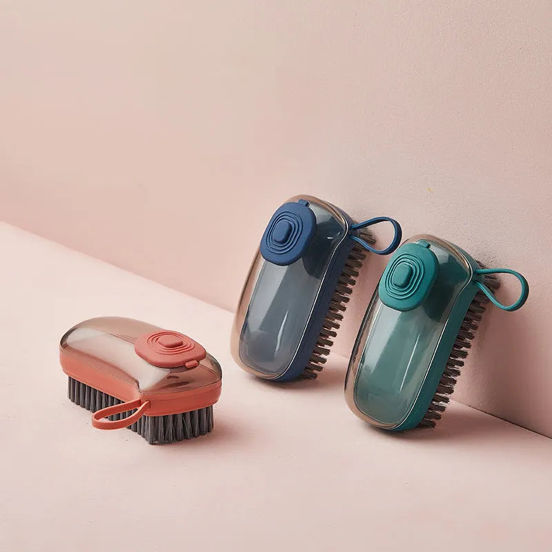 Multifunctional automatic liquid cleaning brush with ergonomic grip, 12.5cm ABS, available in blue, green, and red