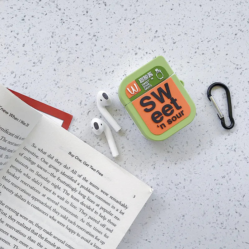 Green silicone case with cartoon animal print for AirPods 1 and 2 generation charging case