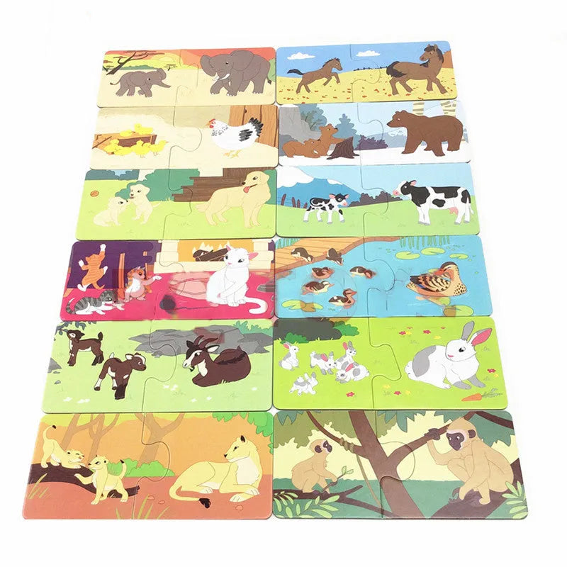 French language puzzle toy with 12 matching pairs for children aged 2+ with paper construction