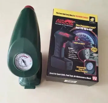 Portable electric car tyre air pump with motor and inflation components for emergency use