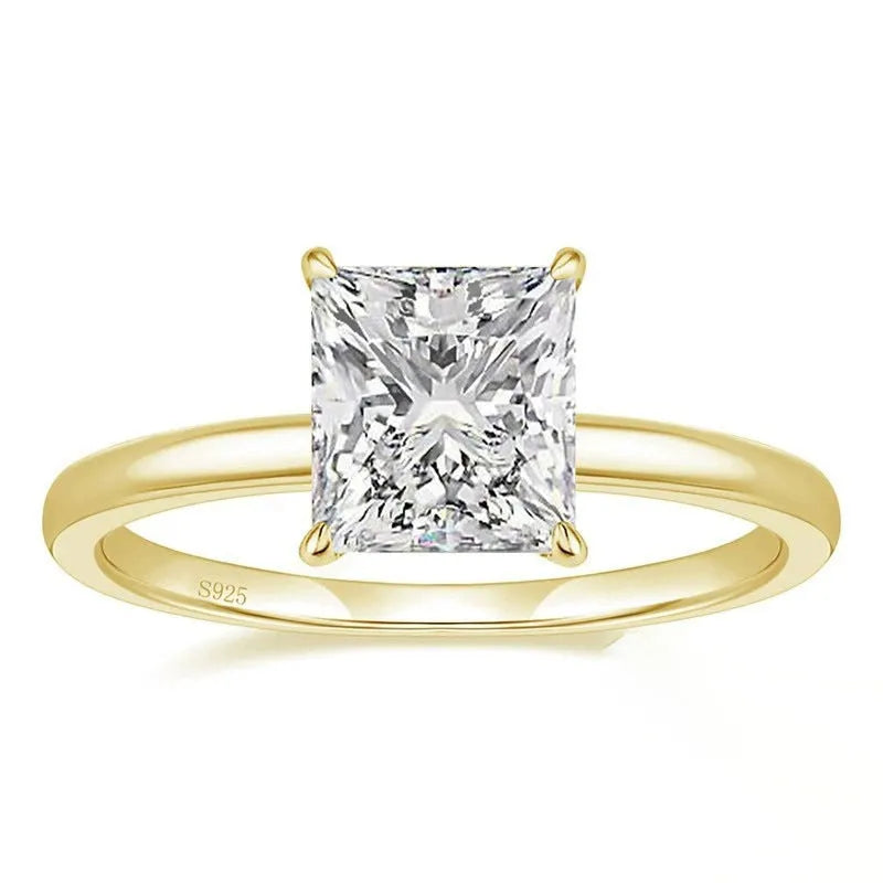 Simple geometric 925 silver women's ring with round zirconium detail in gold, rose gold, or silver finish.