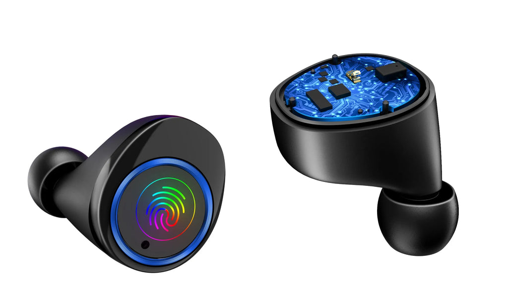 X11 Bluetooth wireless earbuds in black with charging case and multiple ear tip sizes