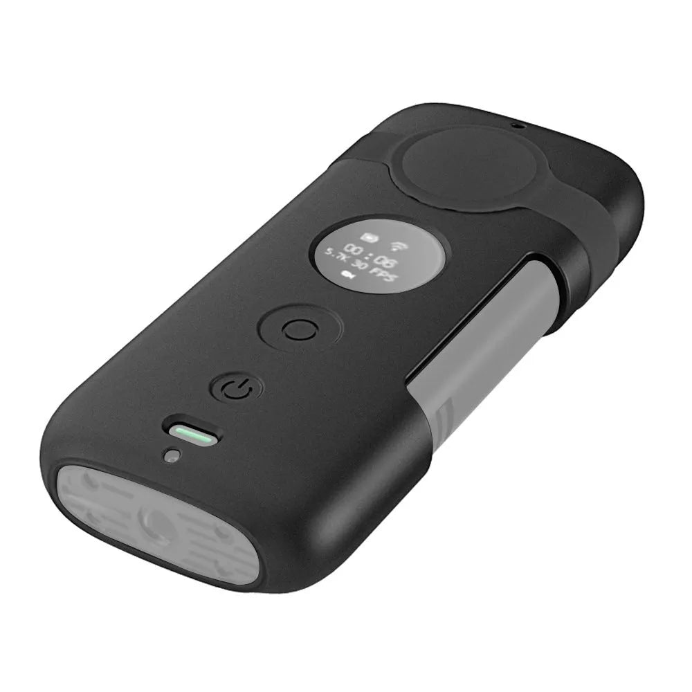Insta360 ONE X silicone protective case in black and red showing precise cutouts for camera access
