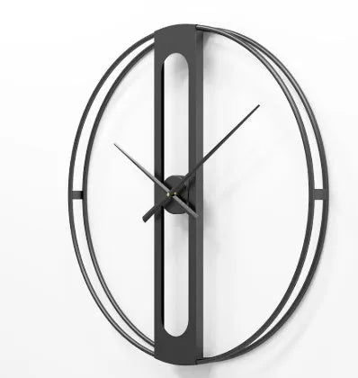 Round metal wall clock with 50cm diameter in black or gold colour options