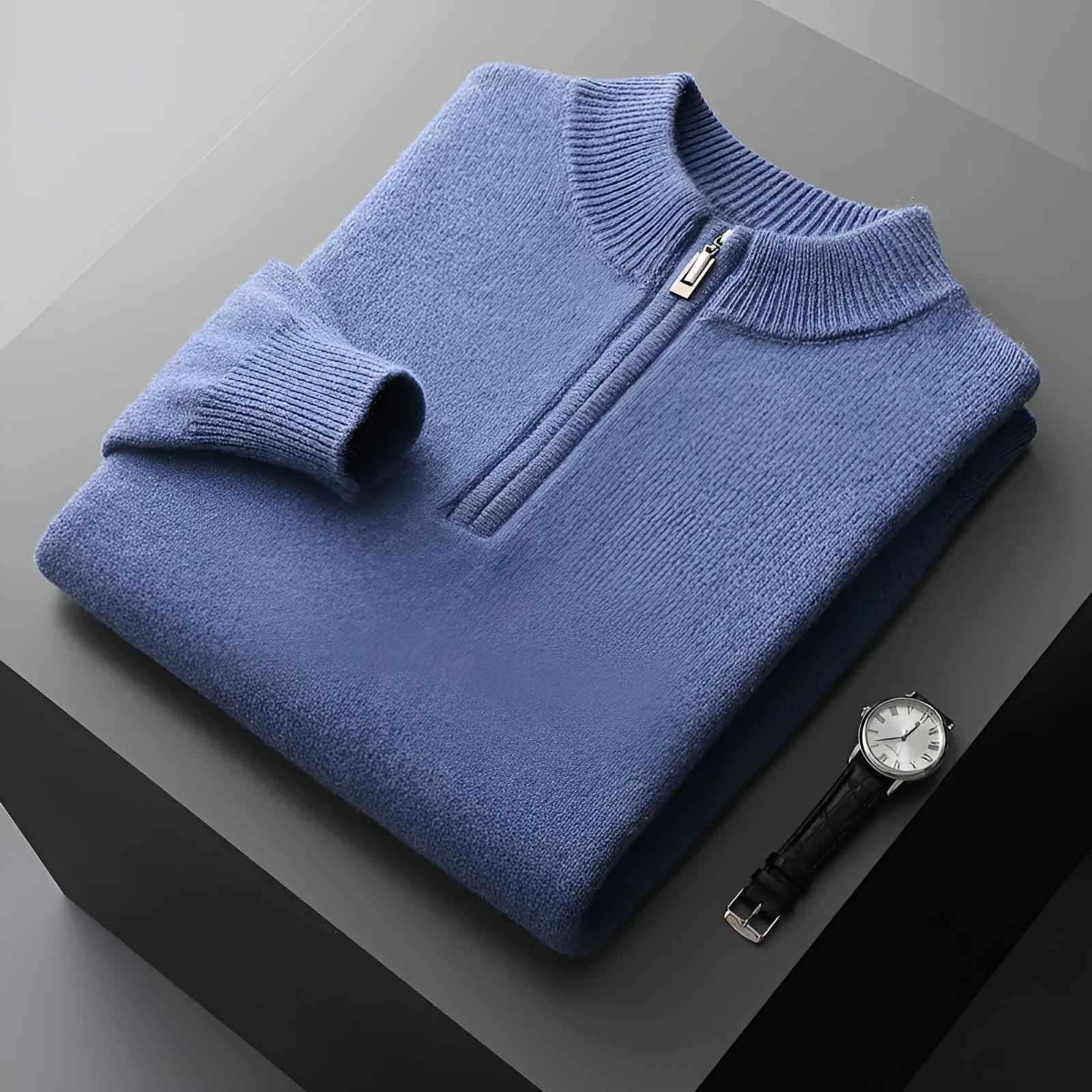 Men's business casual pullover top in camel colour – thickened construction, pullover style, S to XXXL sizes