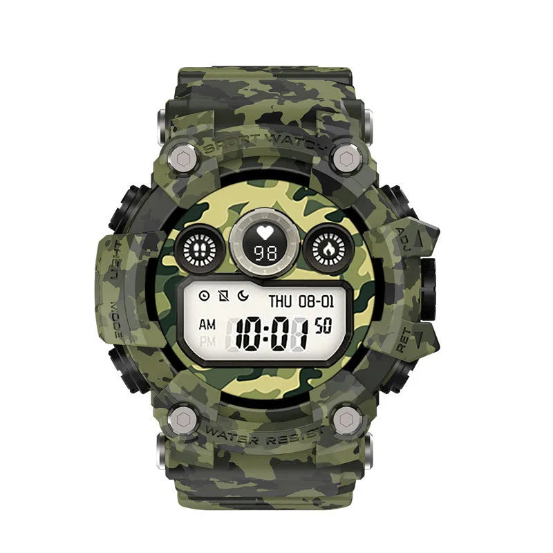 Black T6 tactical rugged smartwatch with 1.3 inch screen on an anti-sweat wristband