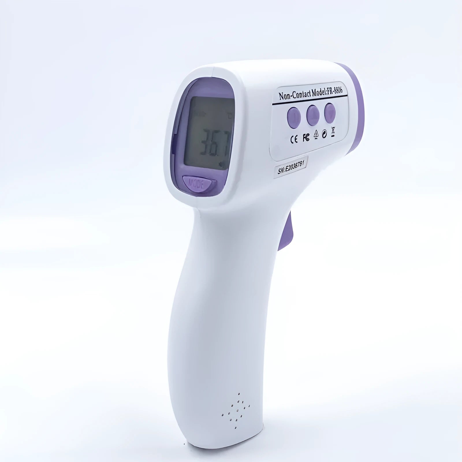 White digital non-contact thermometer for general temperature measurement.
