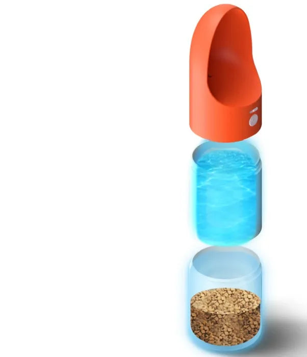 Moestar Rocket pet drinking cup in white gray with splash-proof water outlet and one-button lock