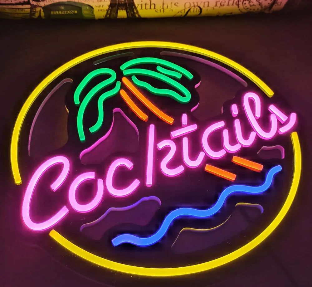 LED coffee neon billboard with PVC shell and mixed colour lighting