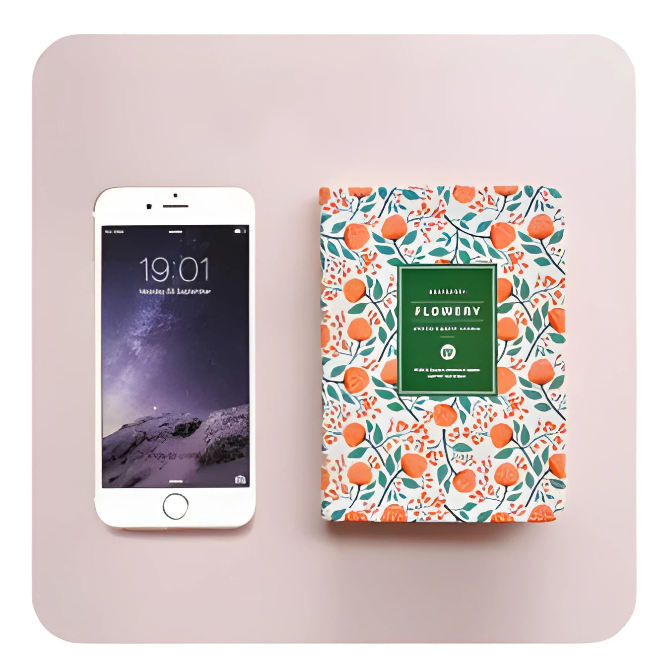 Bo Shide floral notepad with green fabric imitation leather cover and wireless binding