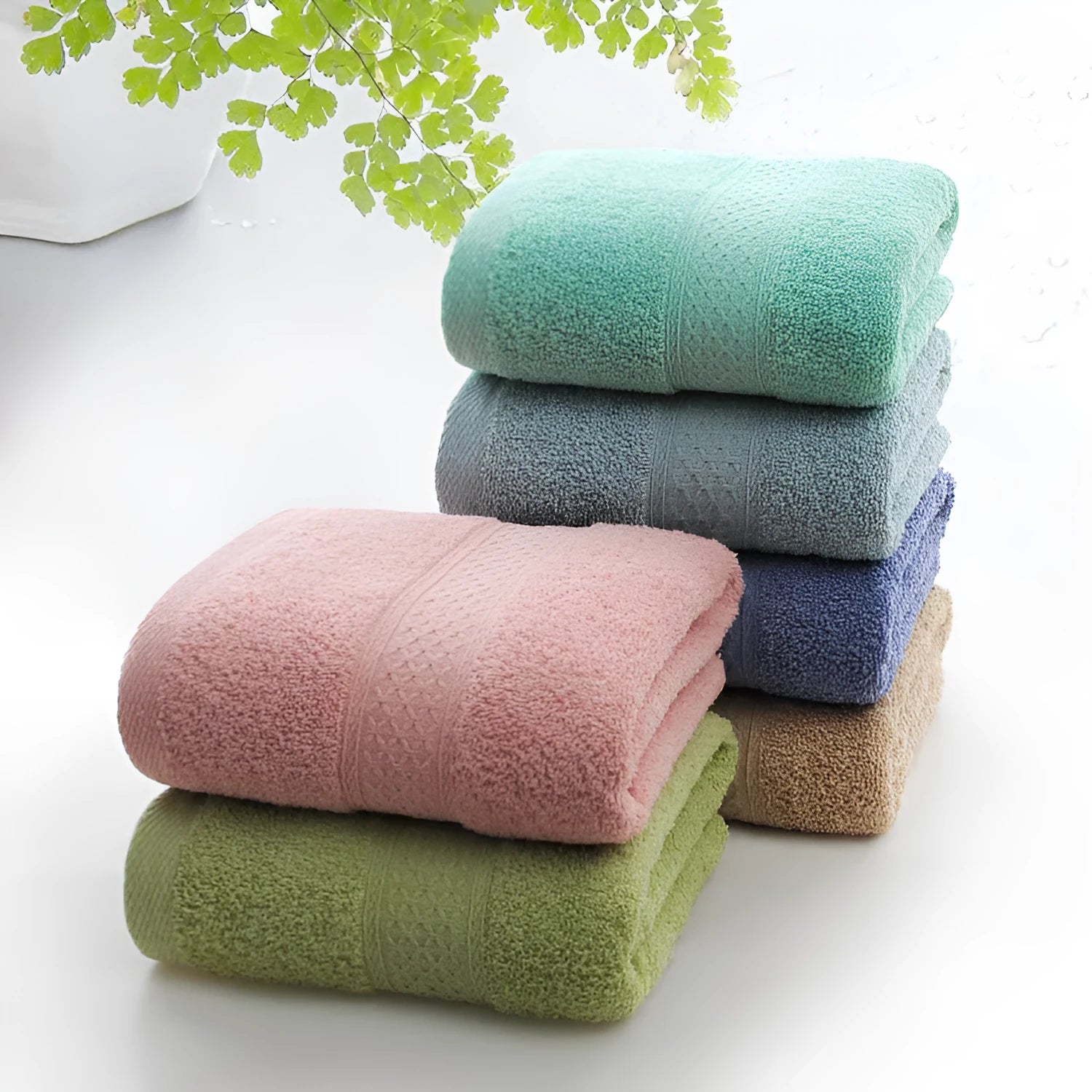 Thickened cotton blend bath towel in Apple green, suitable for beach and bathroom use