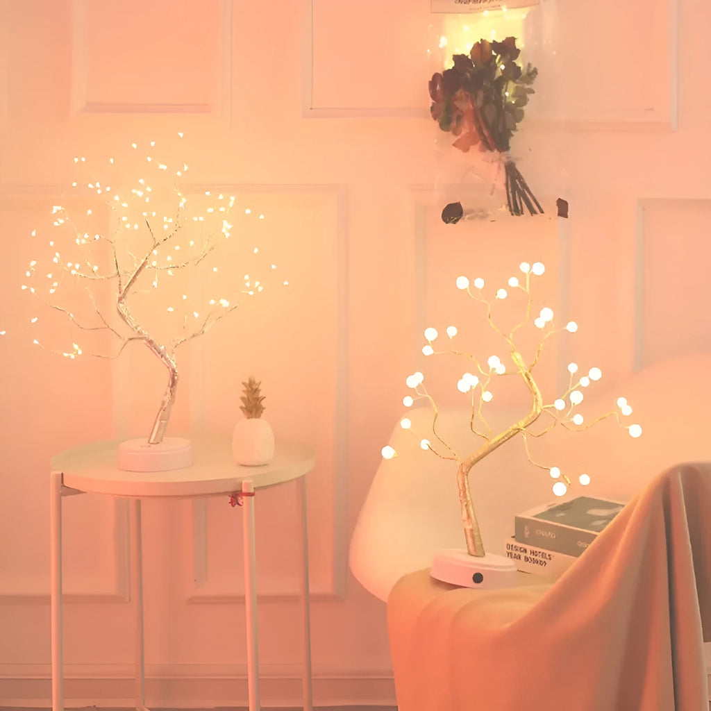 Christmas decoration LED pearl tree light with starry touch light in warm white