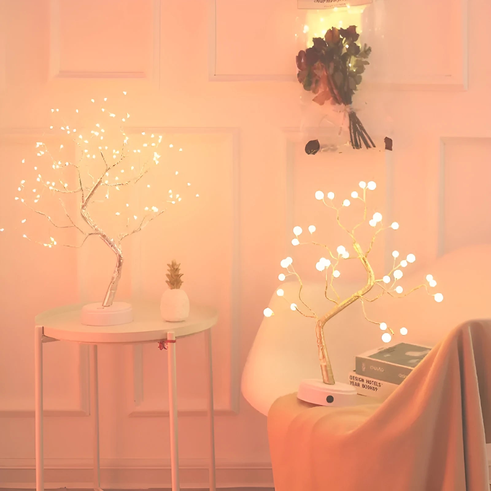 Christmas decoration LED pearl tree light with starry touch light in warm white