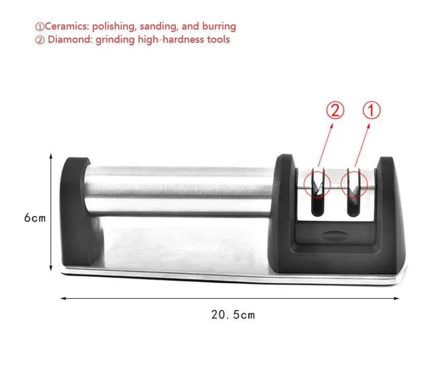 Black ABS manual kitchen sharpener for straight and serrated blades